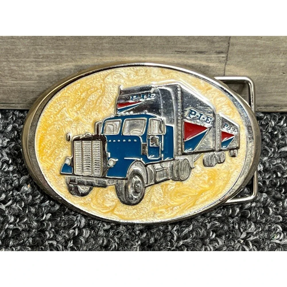 Vintage P.I.E. Nationwide Oval Belt Buckle Semi Drivers Big Rig 18 Wheeler Retro